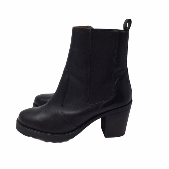 H&M black leather chunky heel ankle Boots - Picture 5 of 13